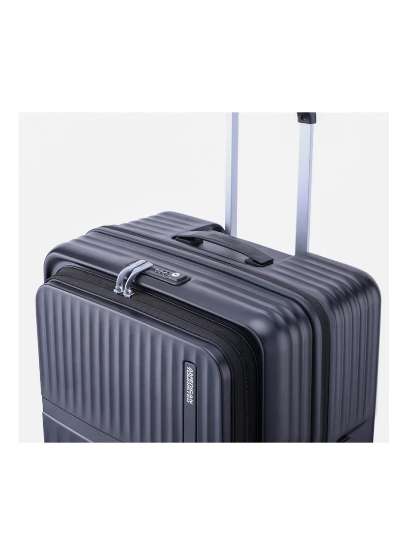 AMERICAN TOURISTER  Trento + Suitcase, Check-In Size 68 cm / 25 inch, 4 Spinner Wheels, Hard Top, Polycarbonate, Black|2 In 1 Optimov™ Shock Absorbing Wheels|Book Opening|Expandable|TSA Lock|Waterproof Section - 3 Years International Warranty  | Best Price UAE